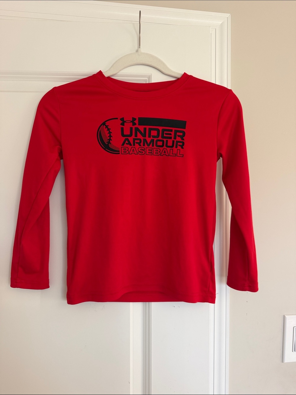 Under Armour Red Long-Sleeve Baseball Tee for Kids